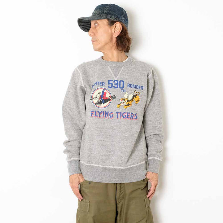 BUZZ RICKSON'S - SET-IN CREW SWEAT - 530th FTR-BOMB FLING TIGERS - BR69634