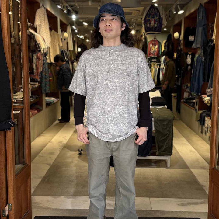 Warehouse - Lot.4601 HENLEY NECK T-SHIRT - 4601HE-25