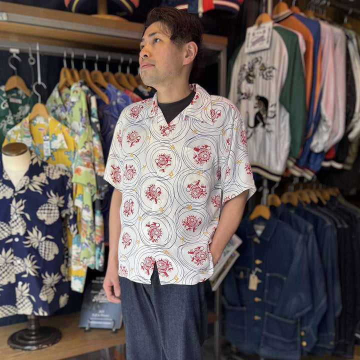 SUN SURF - S/S RAYON HAWAIIAN SHIRT - DRAGON GRID - SS39617