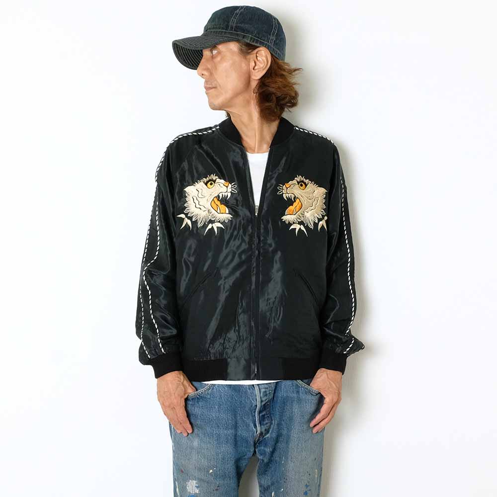 TAILOR TOYO - Acetate Souvenir Jacket - WHITE TIGER × GOLD DRAGON - TT15790-119