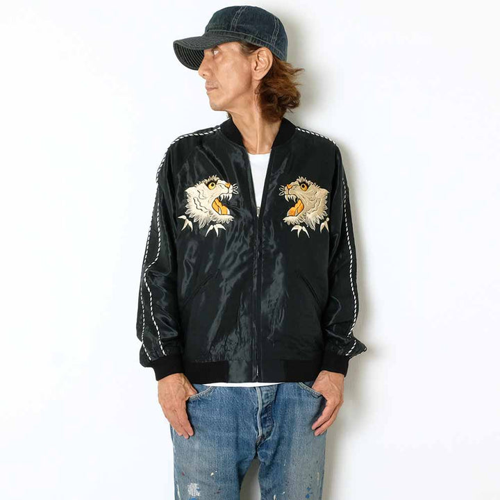 TAILOR TOYO - Acetate Souvenir Jacket - WHITE TIGER × GOLD DRAGON - TT15790-119