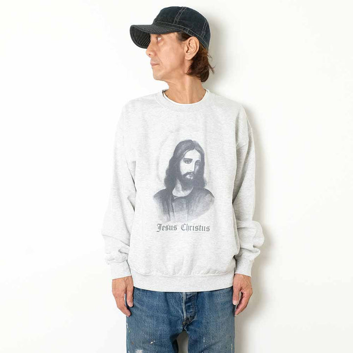 SUNNY SPORTS - THRIFTY LOOK - JESUS OVER-DYE CREW SWEAT - TL24F015