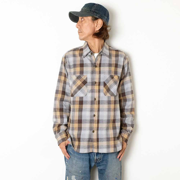 SUGAR CANE - TWILL CHECK WORK SHIRT - SC29562