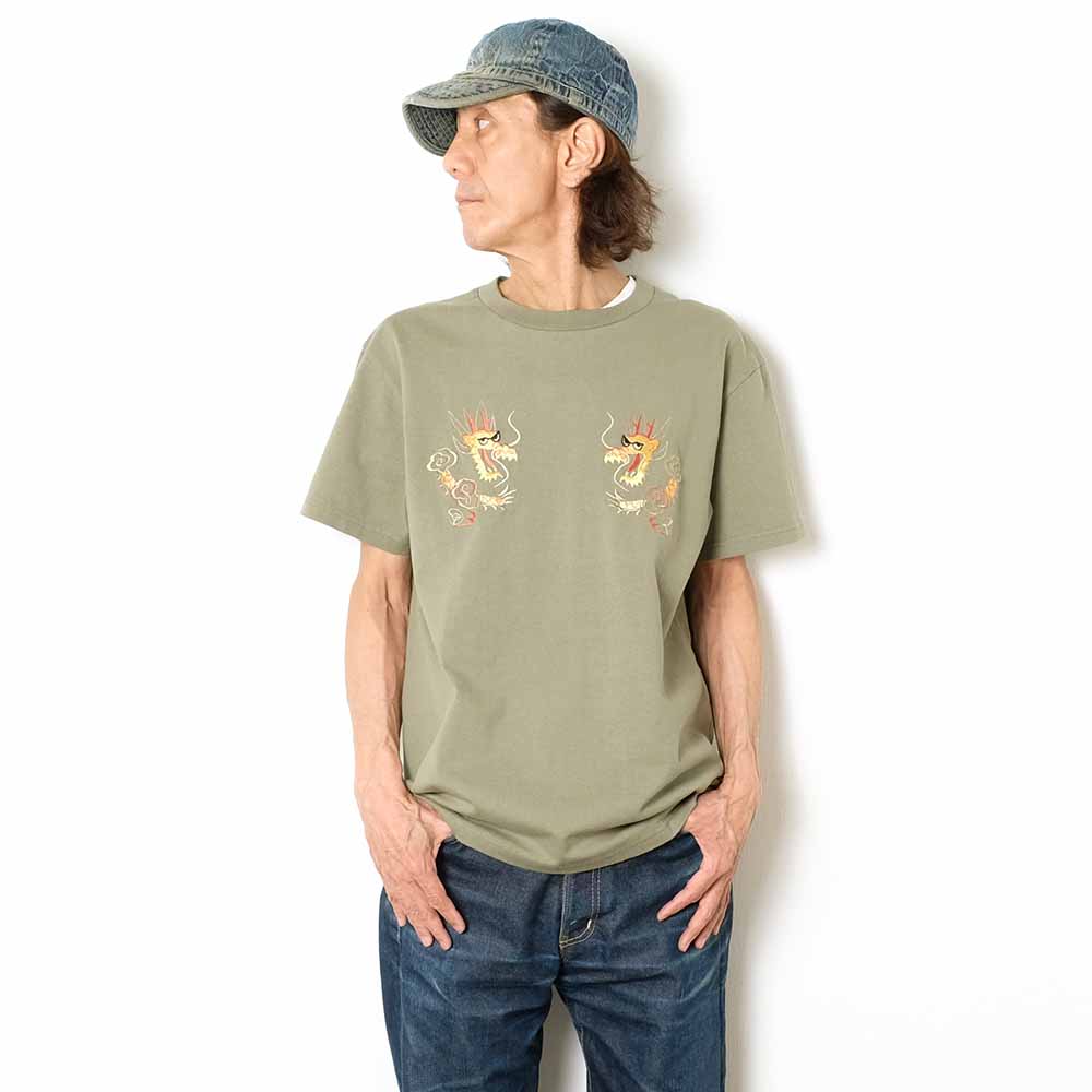 TAILOR TOYO - S/S SUKA T-SHIRT - EMBROIDERED - DRAGON - TT79744