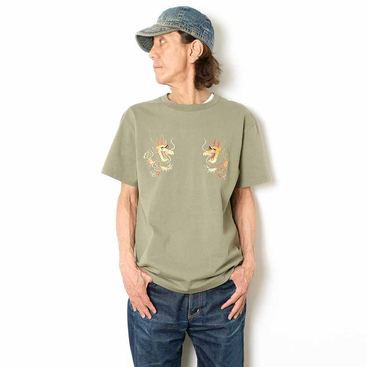 TAILOR TOYO - S/S SUKA T-SHIRT - EMBROIDERED - DRAGON - TT79744