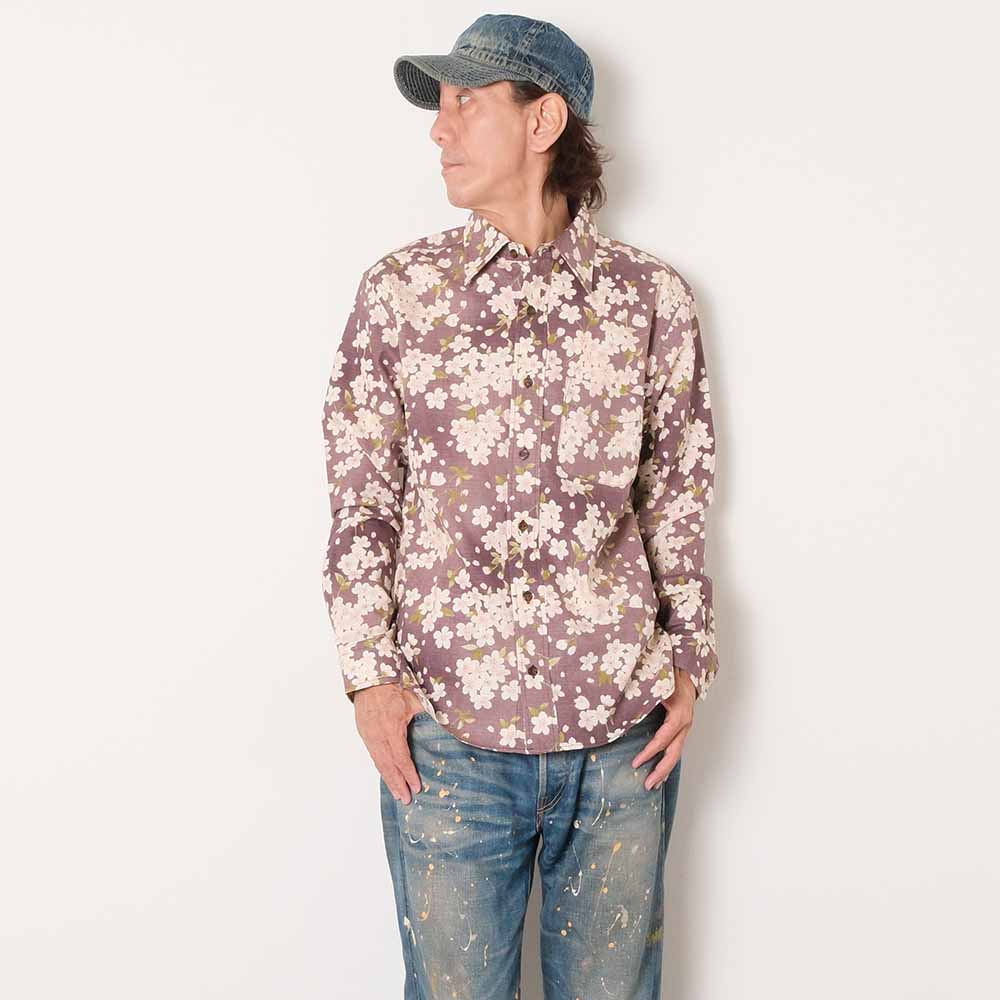 衣櫻 - サザンクロス素材 - 長袖レギュラーシャツ - 畳かし桜 - SA1781
