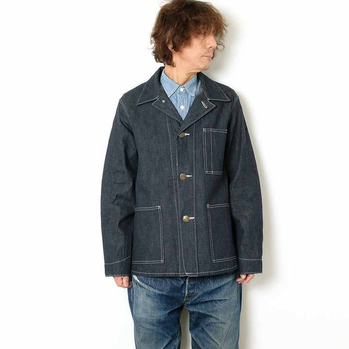 SUGAR CANE - FICTION ROMANCE - 11oz. BLUE DENIM 1920's WORK COAT - SC15503