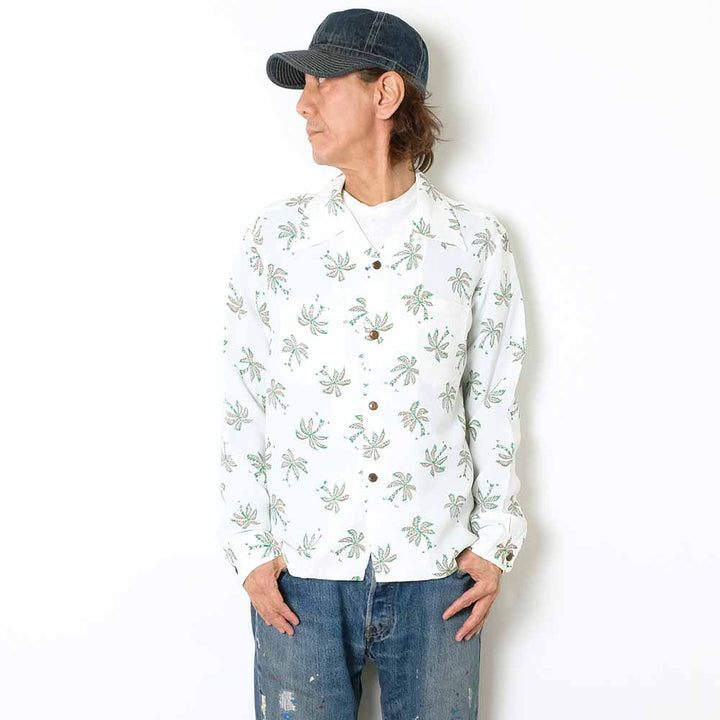 SUN SURF - STORE LIMITED - L/S RAYON HAWAIIAN SHIRT - SCATTERED PALMTREE - SS39427LS