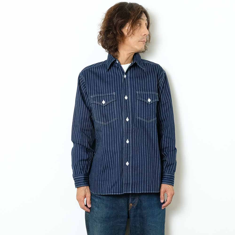 SUGAR CANE FICTION ROMANCE 8.5oz. WABASH STRIPE WORK SHIRT SC29164