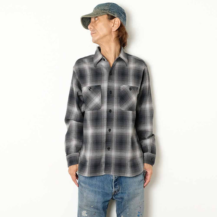 SUGAR CANE - TWILL PLAID WORK SHIRT - SC29561