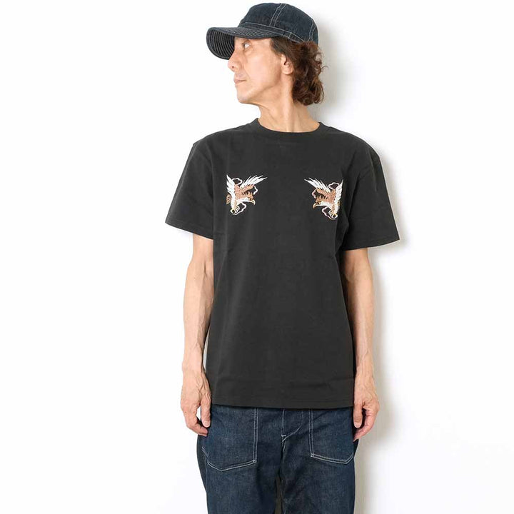 TAILOR TOYO - S/S SUKA T-SHIRT - EMBROIDERED - EAGLE & MT. FUJI - TT79392
