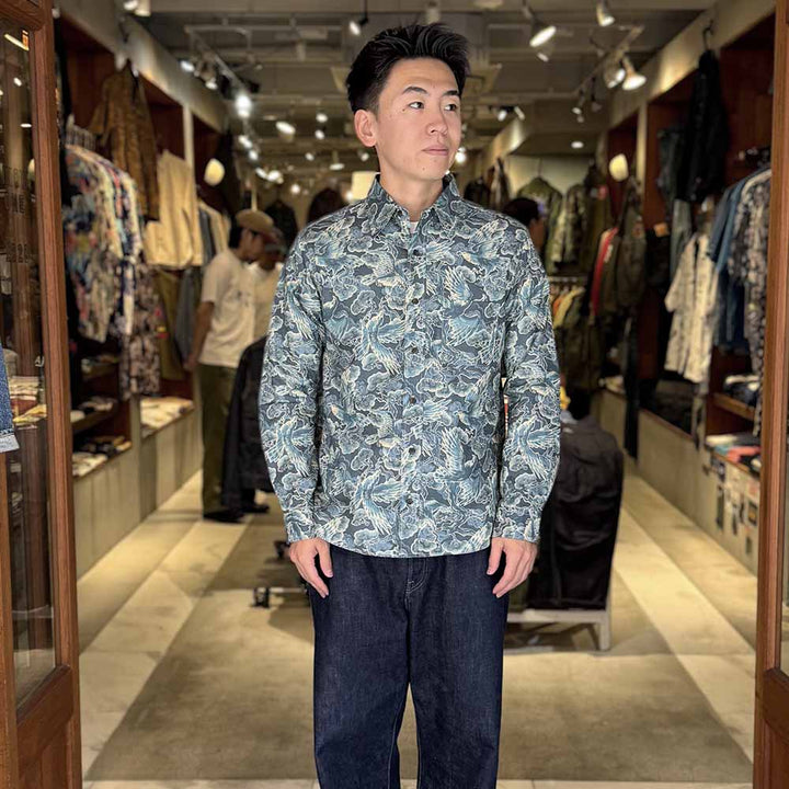 衣櫻 - シーチング素材 - 長袖レギュラーシャツ - 松鷹 - SA1724