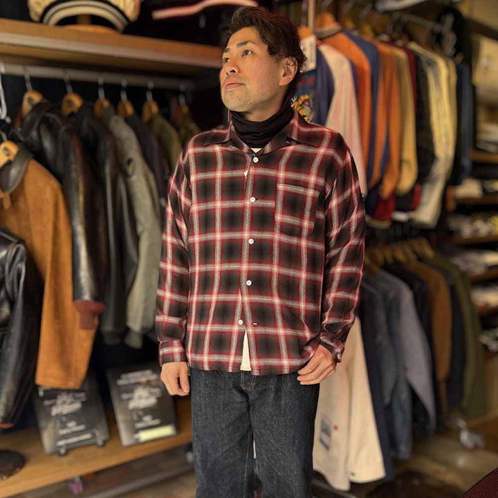 SUGAR CANE - RAYON OMBRE CHECK OPEN SHIRT - SC29120