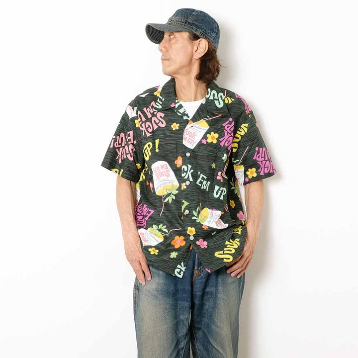 DUKE KAHANAMOKU - COTTON HAWAIIAN SHIRT - SUCK EM UP! - DK39640