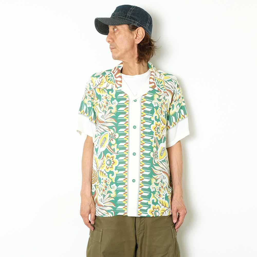 SUN SURF - RAYON HAWAIIAN SHIRT - FLOWER FIELD BORDER - SS39430