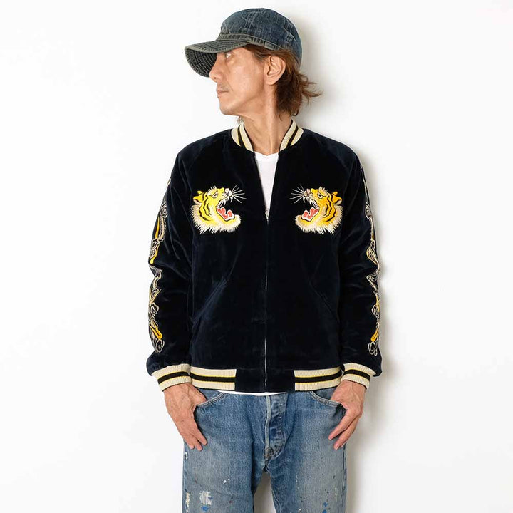 TAILOR TOYO - Velveteen Souvenir Jacket - ROARING TIGER x JAPAN MAP - TT15792-128