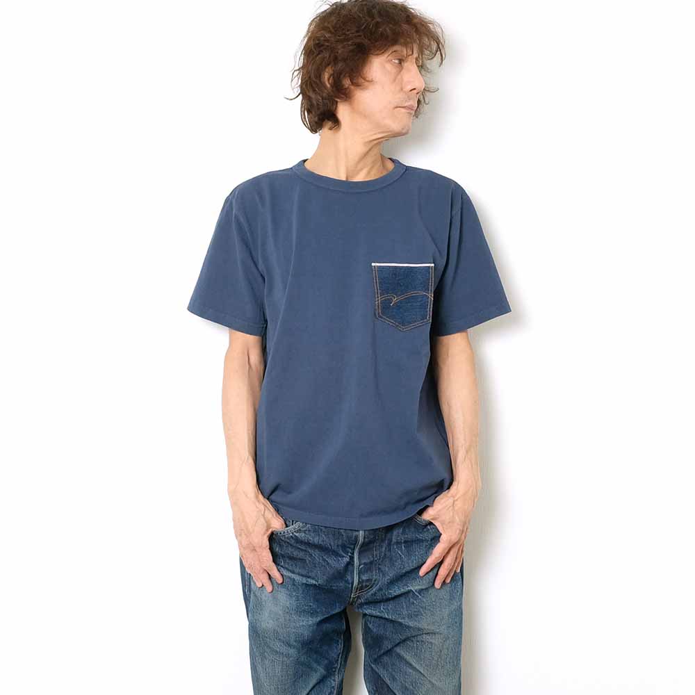 STUDIO D’ARTISAN - US COTTON PRINT T-SHIRT - DENIM POCKET - 8135A