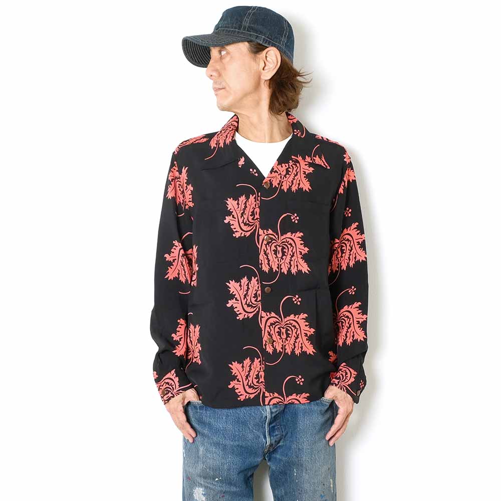 SUN SURF - L/S RAYON HAWAIIAN SHIRT - CORAL HIBISCUS - SS29402