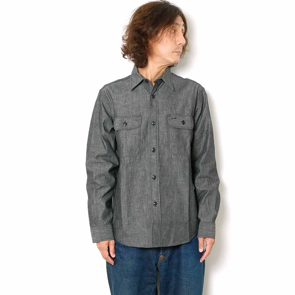 SUGAR CANE - BLACK CHAMBRAY WORK SHIRT - SC29159