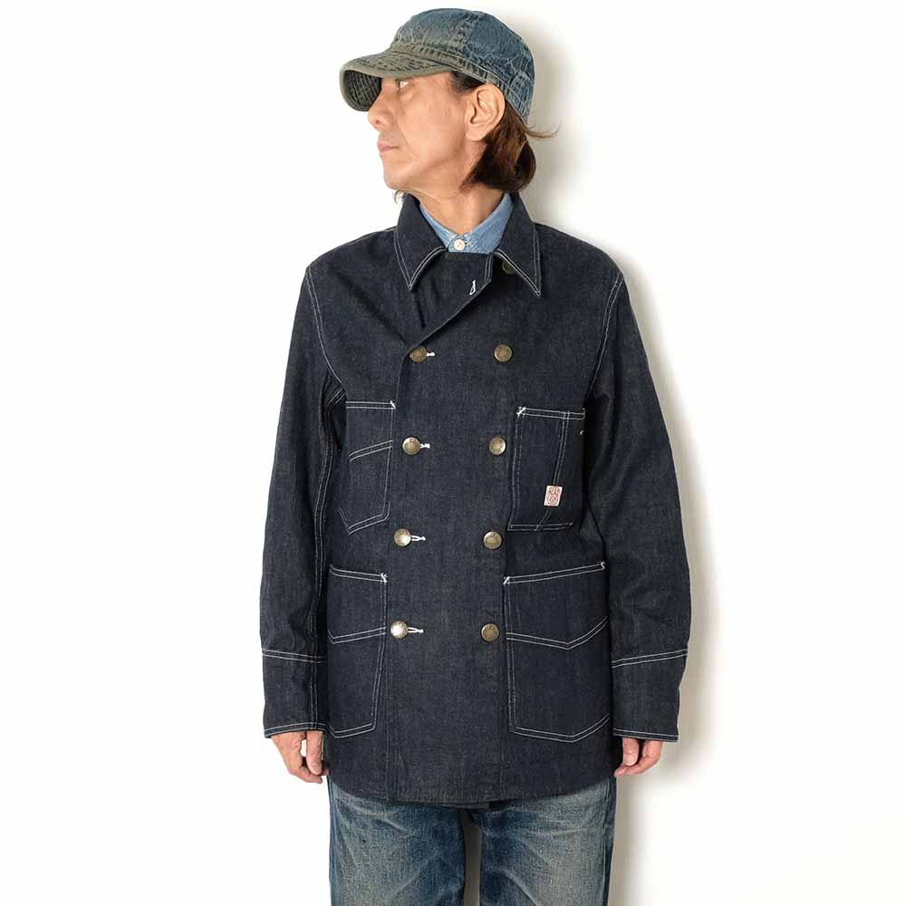 HEADLIGHT - 9.5oz. SPECIAL WEAVE DENIM DOUBLE BREASTED COAT - HD15844