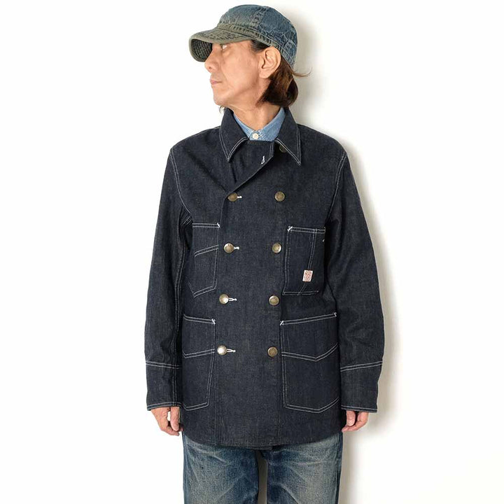 HEADLIGHT - 9.5oz. SPECIAL WEAVE DENIM DOUBLE BREASTED COAT - HD15844