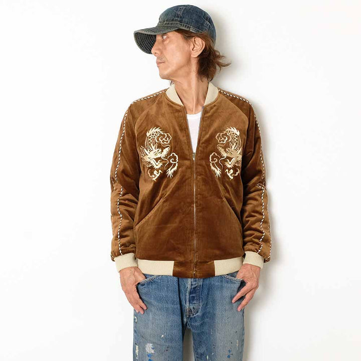 TAILOR TOYO - Velveteen Souvenir Jacket - WHITE DRAGON × BLACK EAGLE - TT15792-138