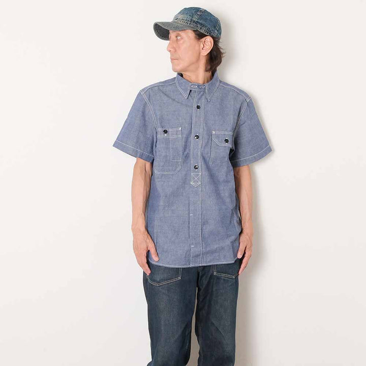 STUDIO D’ARTISAN & SA. - CHAMBRAY S/S WORK SHIRT - 5333A-S