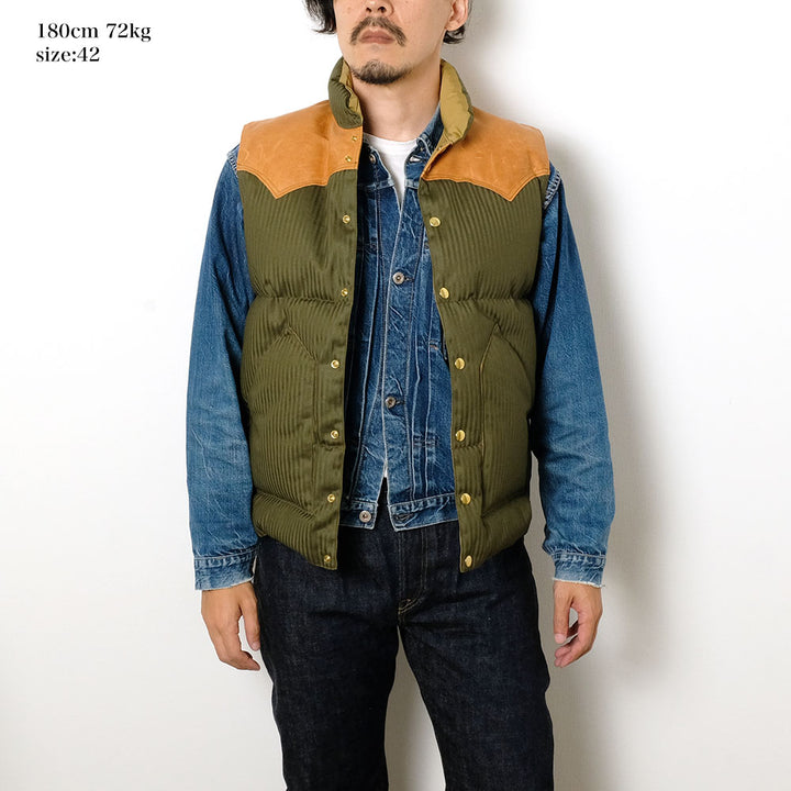 WAREHOUSE × Rocky Mountain Featherbed - HBT DOWN VEST - 2236RM-25