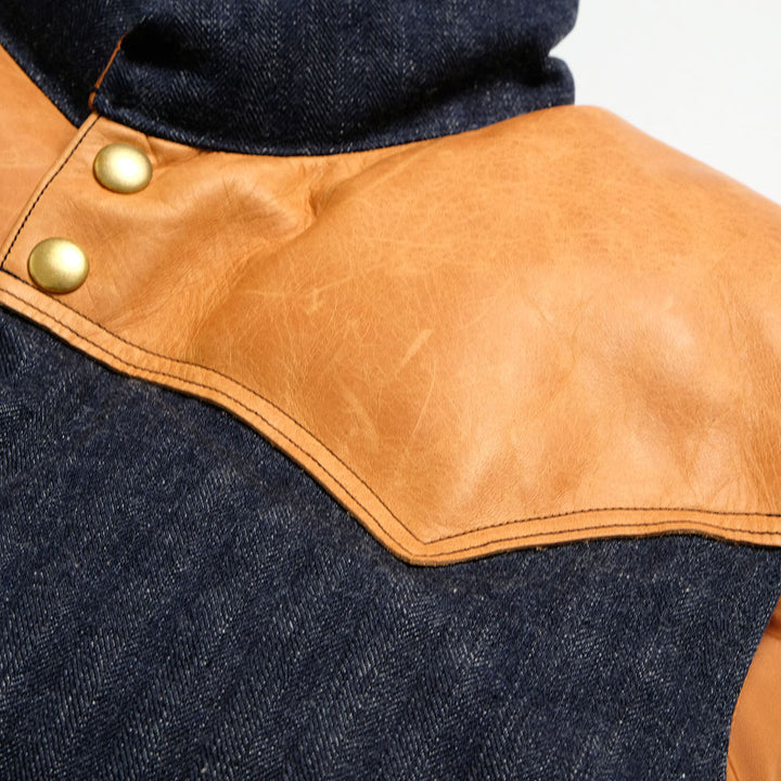 WAREHOUSE × Rocky Mountain Featherbed - INDIGO HBT DOWN VEST - 2237RM-25