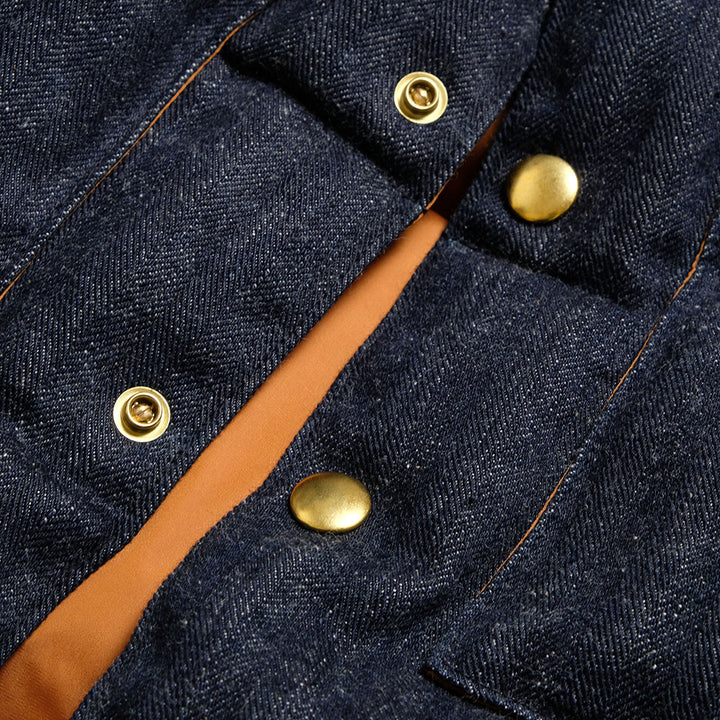 WAREHOUSE × Rocky Mountain Featherbed - INDIGO HBT DOWN VEST - 2237RM-25