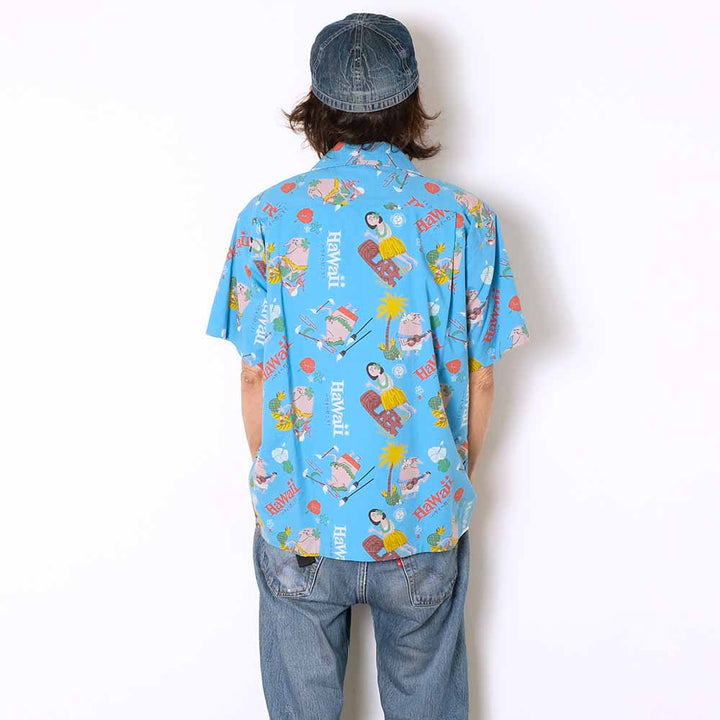 SUN SURF - COTTON SEERSUCKER OPEN SHIRT - TRIP TO HAWAII - by RYOHEI YANAGIHARA with MOOKIE - SS39537