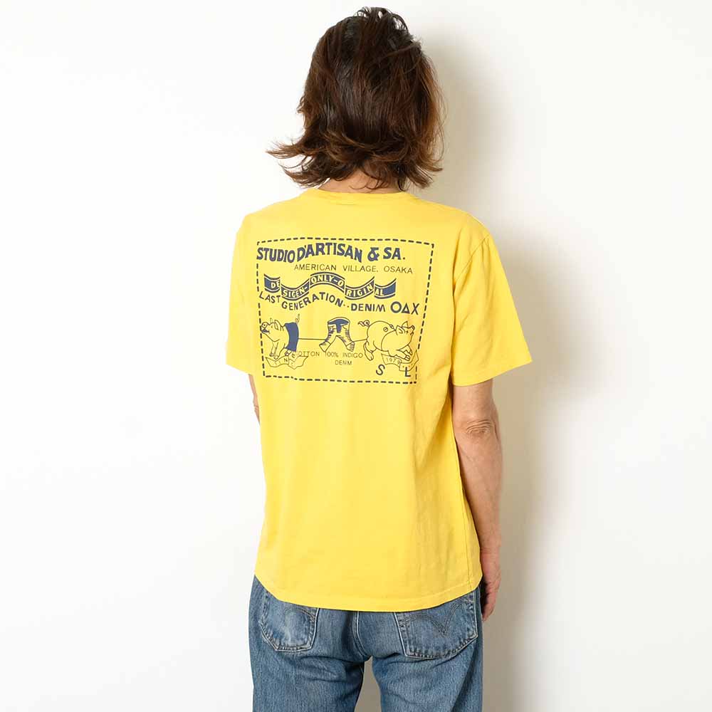 STUDIO D’ARTISAN - USA COTTON T-SHIRT - TWO PIG MARK - 8153