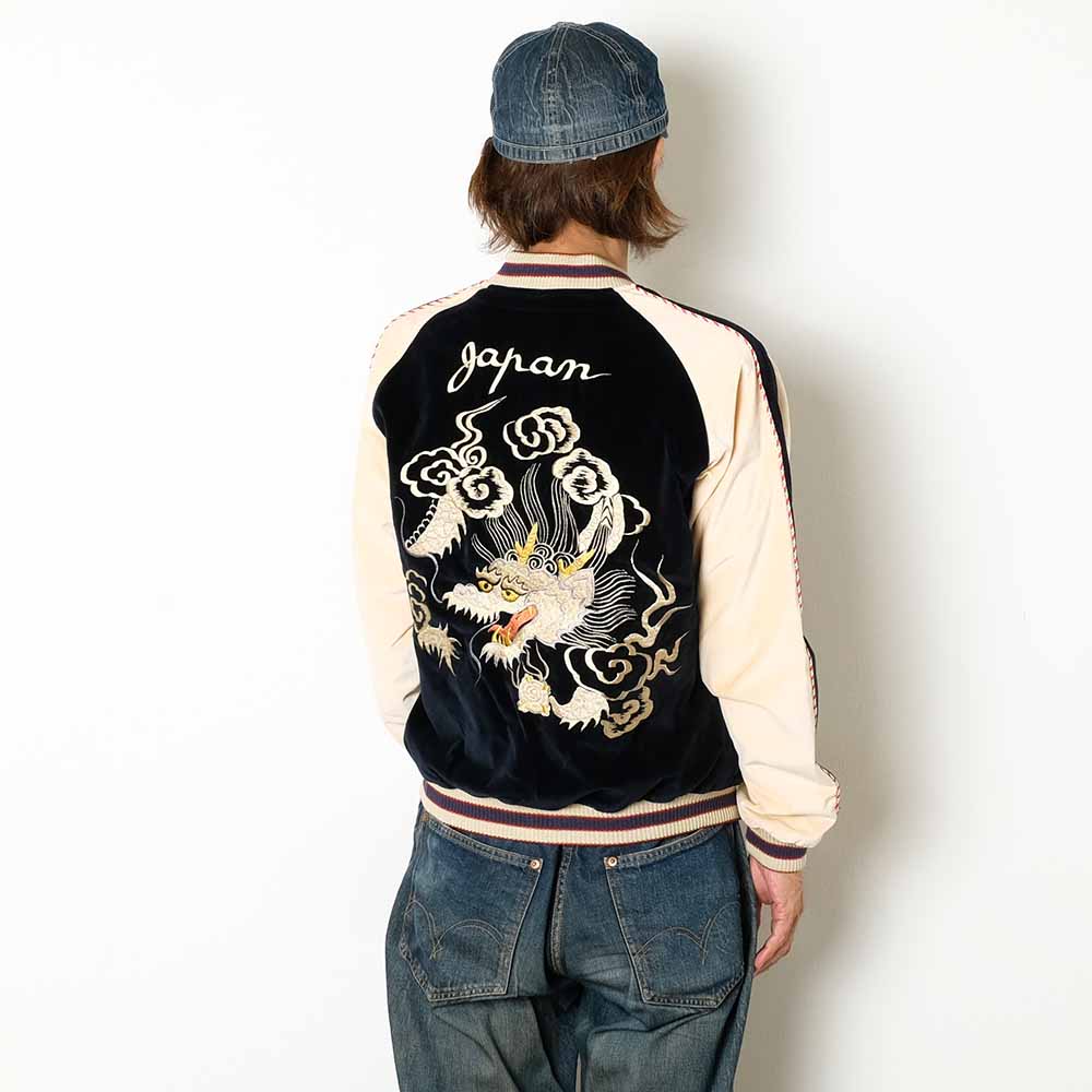 TAILOR TOYO - Velveteen - Two-tone - x Acetate Souvenir Jacket - WHITE DRAGON x EAGLE - TT15795-128