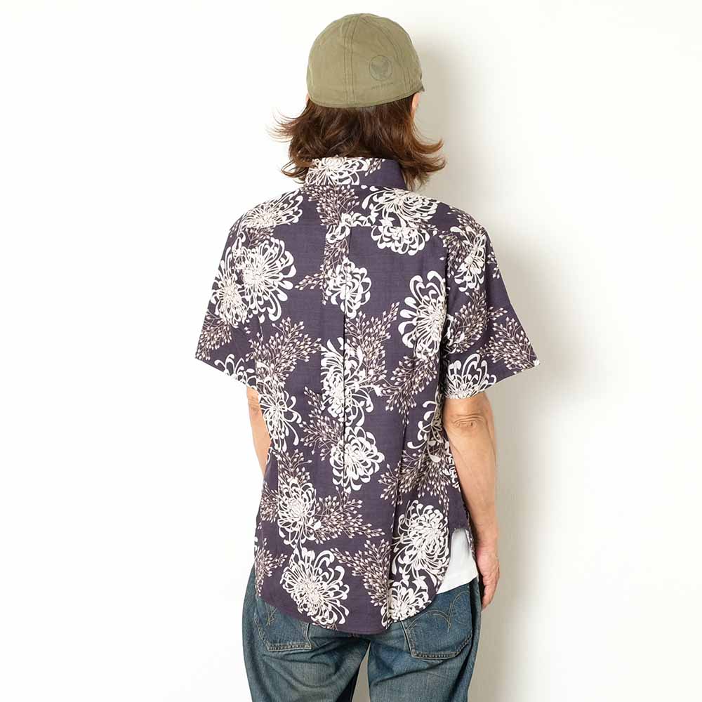 Koromozakura - Southern Cloth - Short-Sleeve Regular Shirt - Chrysanthemum - SA1686