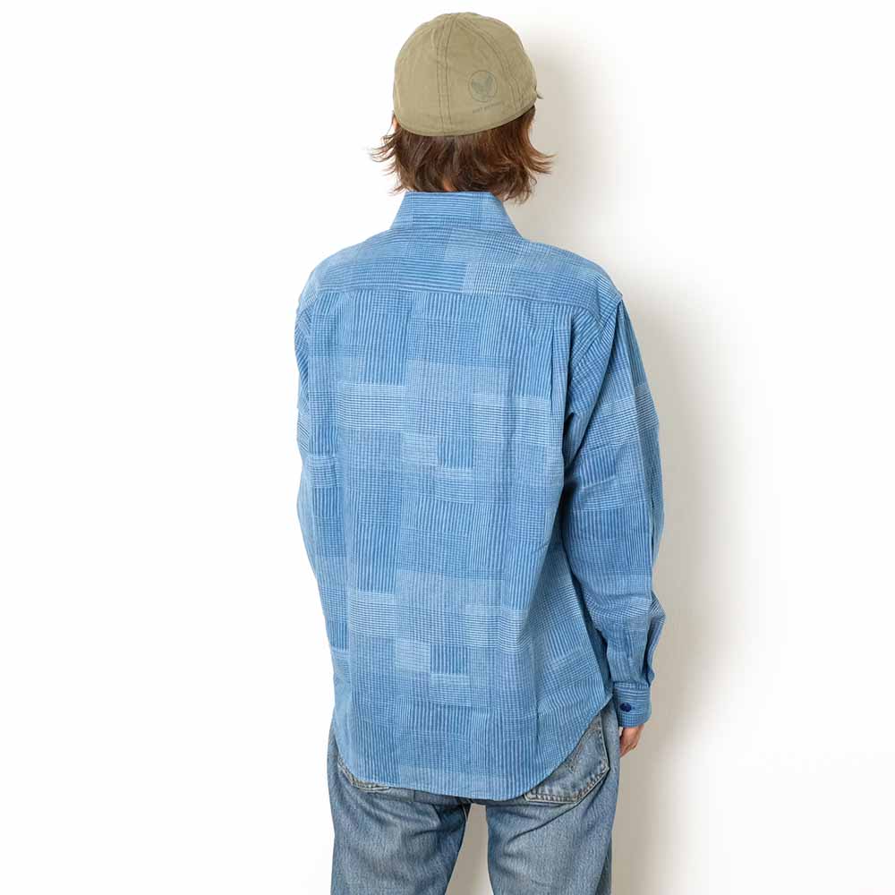 SUGAR CANE - Add Human Labor - INDIGO PATCHWORK L/S WORK SHIRT - SC29588