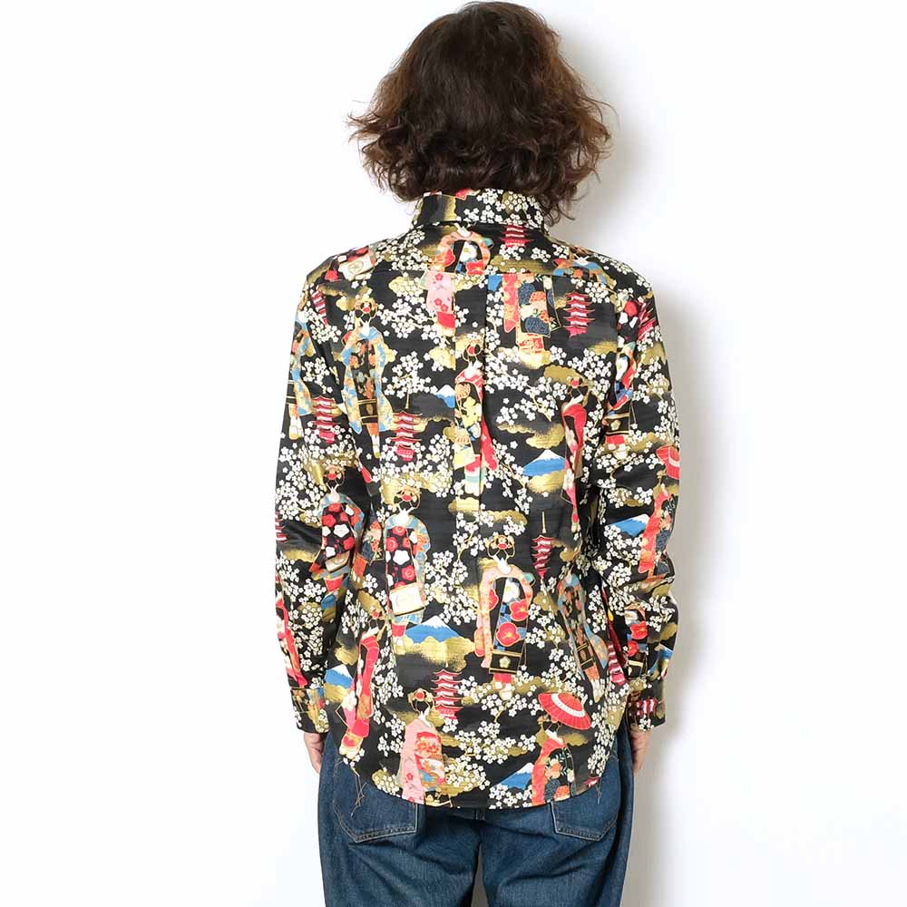 KOROMO ZAKURA - Shantung fabric Cotton - Long-Sleeve Regular Shirt - Kinpaku kyō Maiko - SA1567