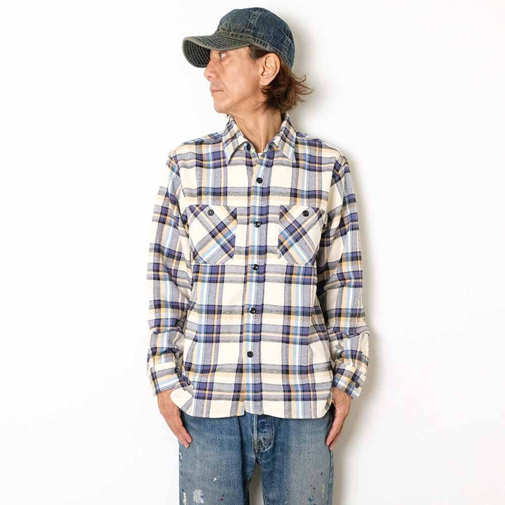 SUGAR CANE - TWILL CHECK WORK SHIRT - SC29565