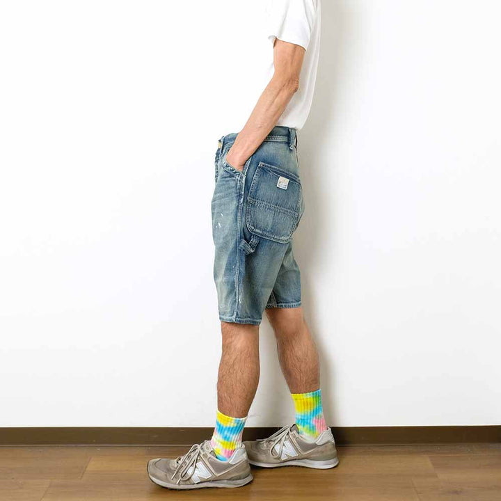 SUGAR CANE - 11oz. BLUE DENIM WORK SHORTS - AGED MODEL - SC52568