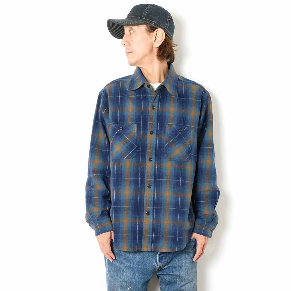 SUGAR CANE - Add Human Labor - OMBRE SHAGGY PLAID L/S WORK SHIRT - SC29204