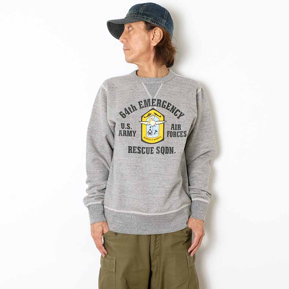 BUZZ RICKSON'S - SET-IN CREW SWEATSHIRT - 64th EMERGENCY RESCUE SQDN - BR69635