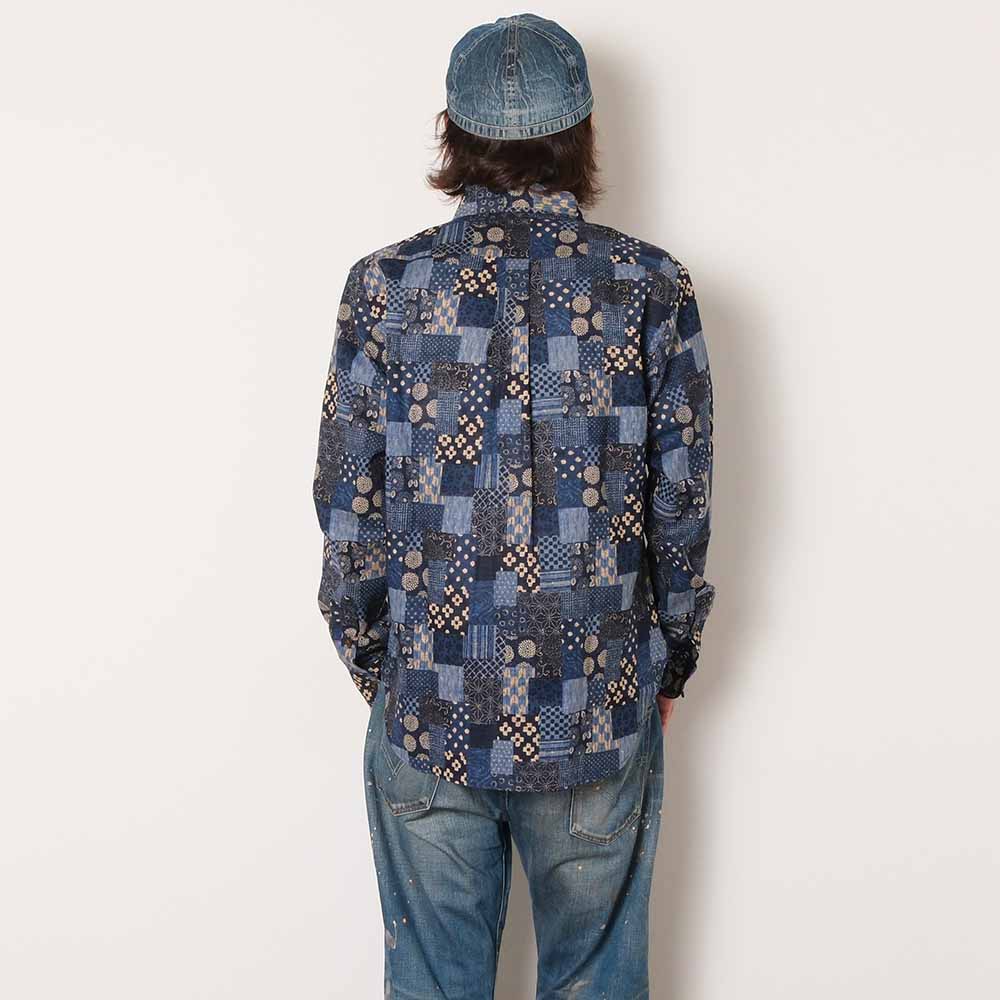 KOROMO ZAKURA - Uneven Yarn Cloth - Long-Sleeve Regular Shirt - Oshima-style patchwork pattern - SA1783