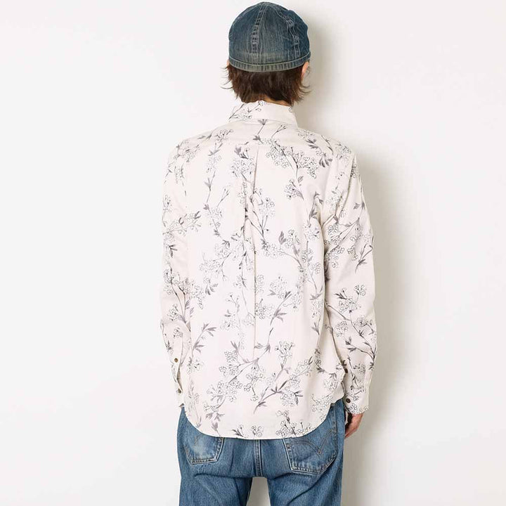 衣櫻 - サザンクロス素材 - 長袖レギュラーシャツ - 枝垂れ桜 - SA1640