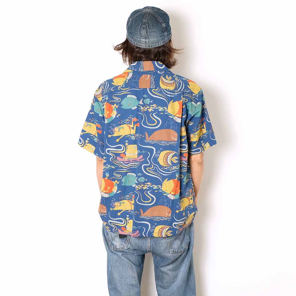 SUN SURF - DOBBY COTTON OPEN SHIRT - OCEAN ACTIVITIES - by 柳原良平 with MOOKIE - SS39538