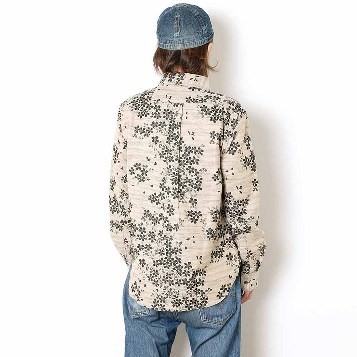 KOROMO ZAKURA - Double-weave Jacquard Gauze Cloth - Long-Sleeve Regular Shirt - Black Cherry Blossoms - SA1661