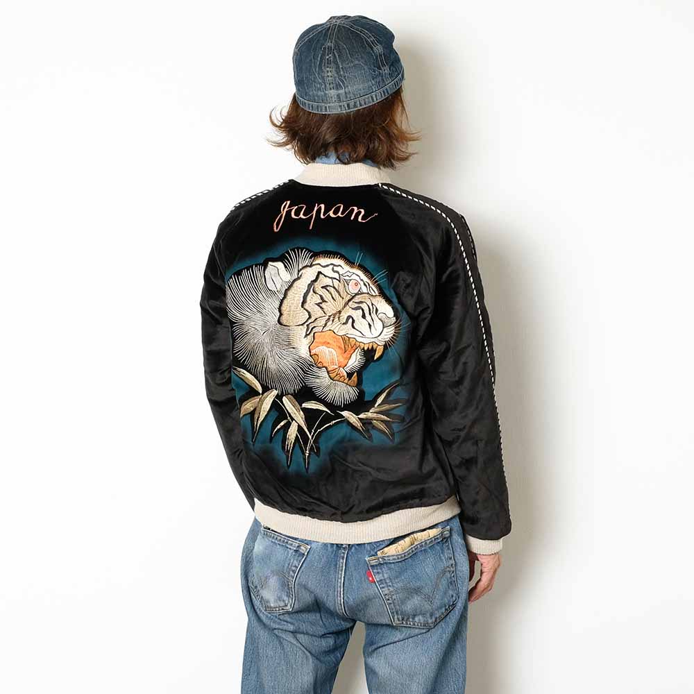 TAILOR TOYO - Mid 1950s Style - Velveteen × Acetate Quilted Souvenir Jacket - Stencil Paint - TOYO ENTERPRISE 60th Anniversary - Special Edition - TIGER HEAD × EAGLE - TT15809