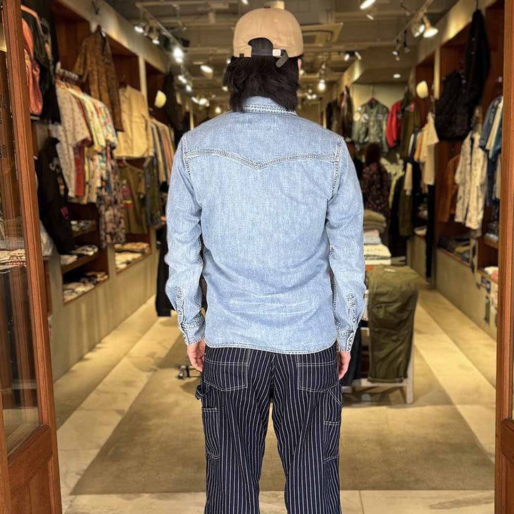 REMI RELIEF - DENIM WESTERN SHIRT - Small Flower Studs - RN2014SDP