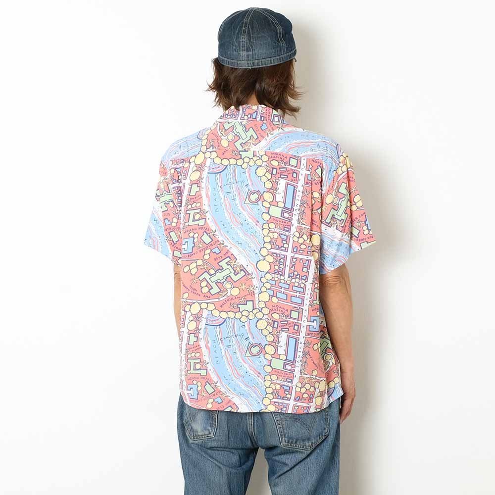 SUN SURF - RAYON HAWAIIAN SHIRT - WAIKIKI MAP - SS39424