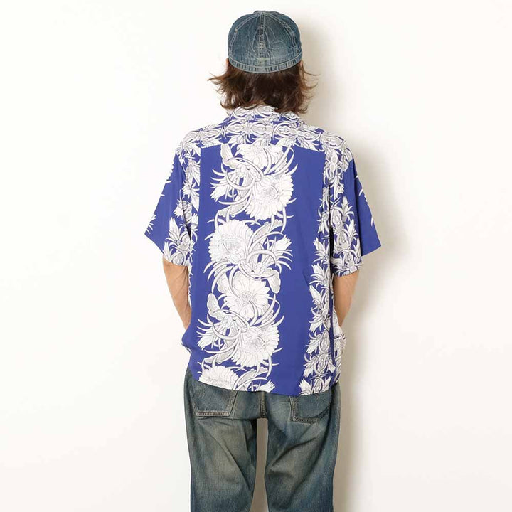 SUN SURF - S/S RAYON HAWAIIAN SHIRT - NIGHT BLOOMING CEREUS BORDER - SS39612