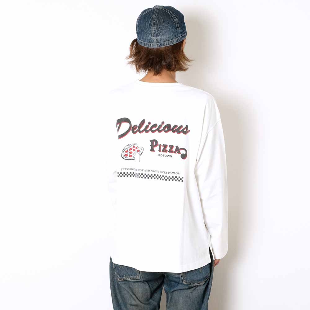 BARNS - 10/- 90's Heavy Weight L/S Print T-shirt - Delicious PIZZA - BR-25407