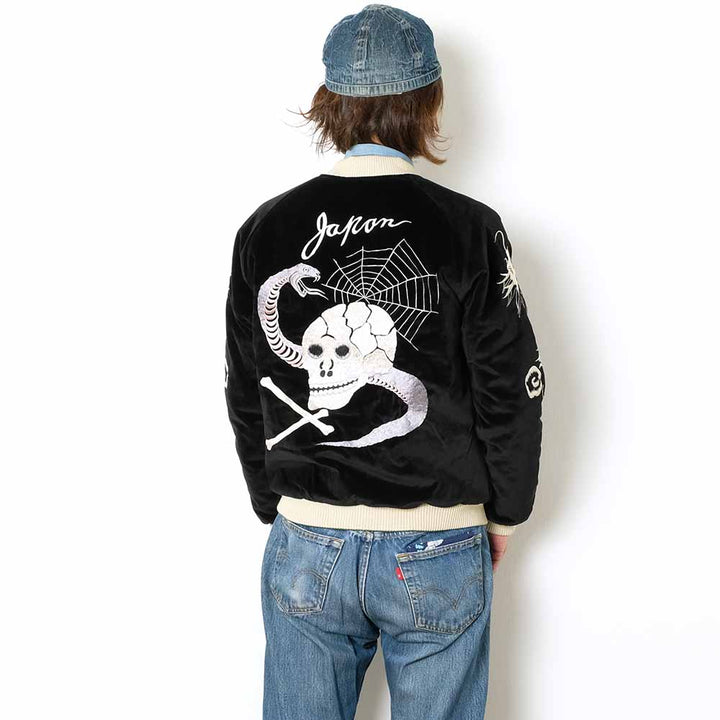TAILOR TOYO - Mid 1950s Style Velveteen Souvenir Jacket - SPIDERWEB, SNAKE & SKULL × DRAGON & TIGER - TT15666